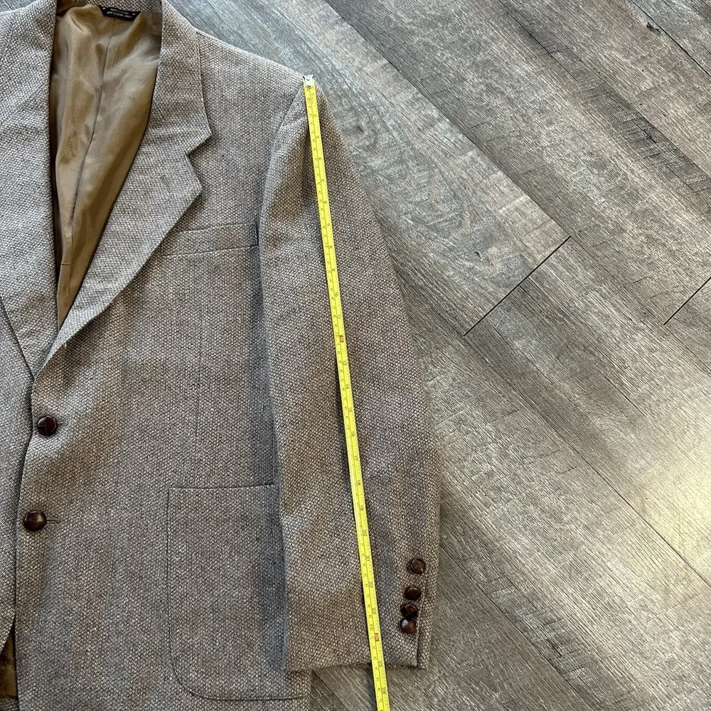 Levis Blazer Mens 46R VTG 80s Western Wool Brown Houndstooth Suit Jacket
